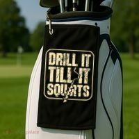 Drill It Till It Squirts Funny Winter Ice Fishing Golf Towel thumb 2