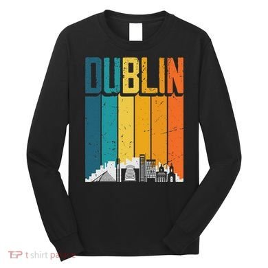 Dublin Ireland Vintage Sunset Skyline Long Sleeve Shirt