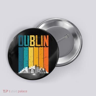 Dublin Ireland Vintage Sunset Skyline Button