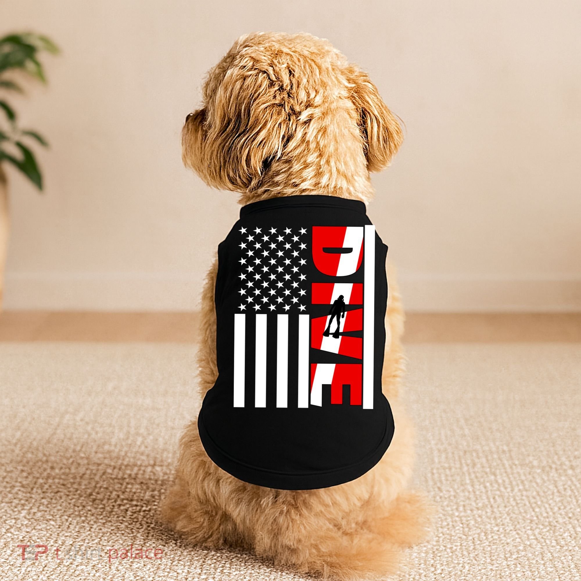 Diver American Flag Doggie Tank