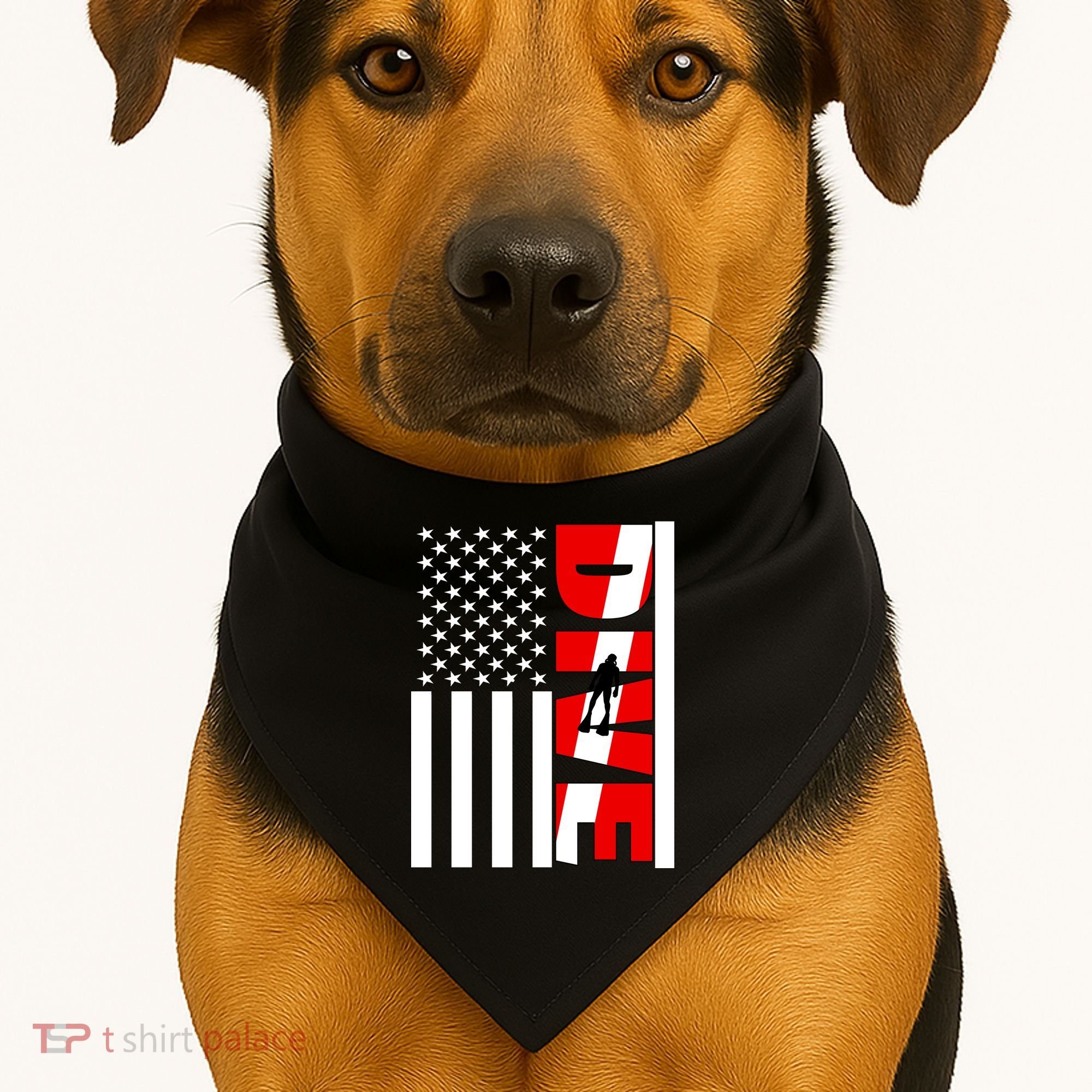Diver American Flag USA-Made Doggie Bandana