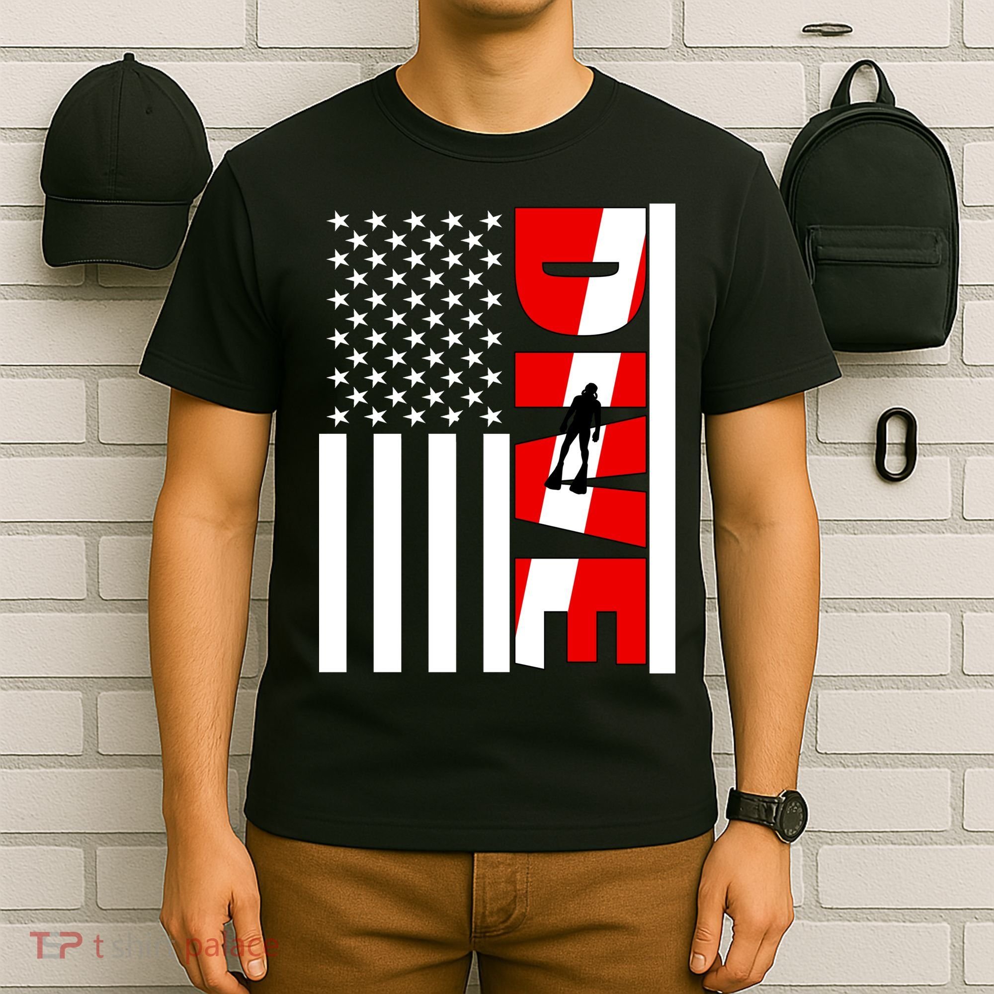 Diver American Flag T-Shirt