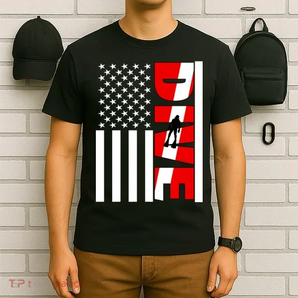 Diver American Flag T-Shirt
