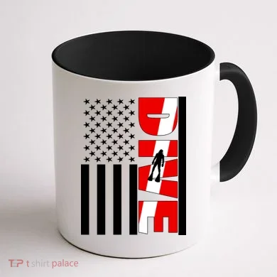 Diver American Flag Coffee Mug back