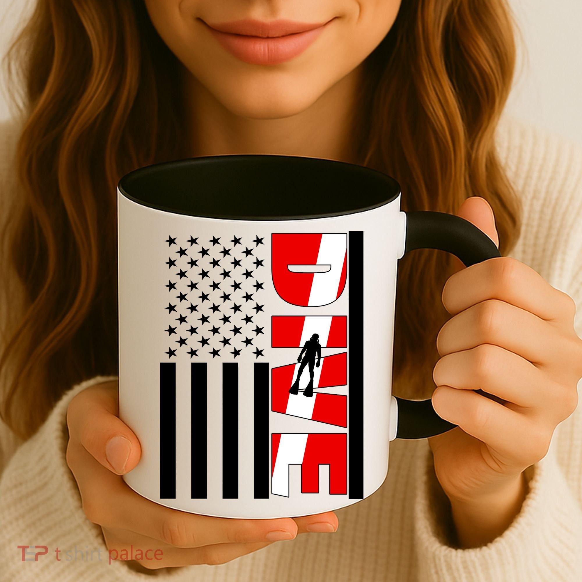 Diver American Flag Coffee Mug