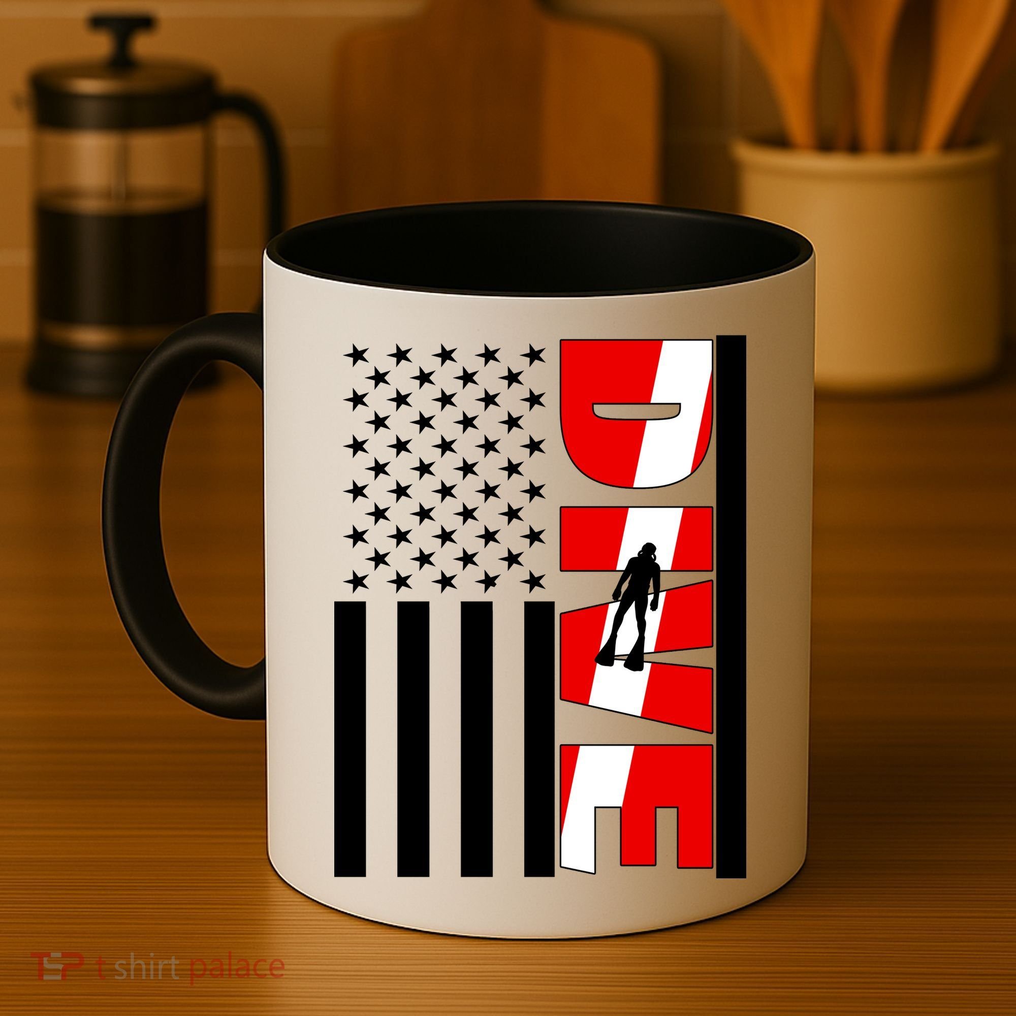 Diver American Flag Coffee Mug