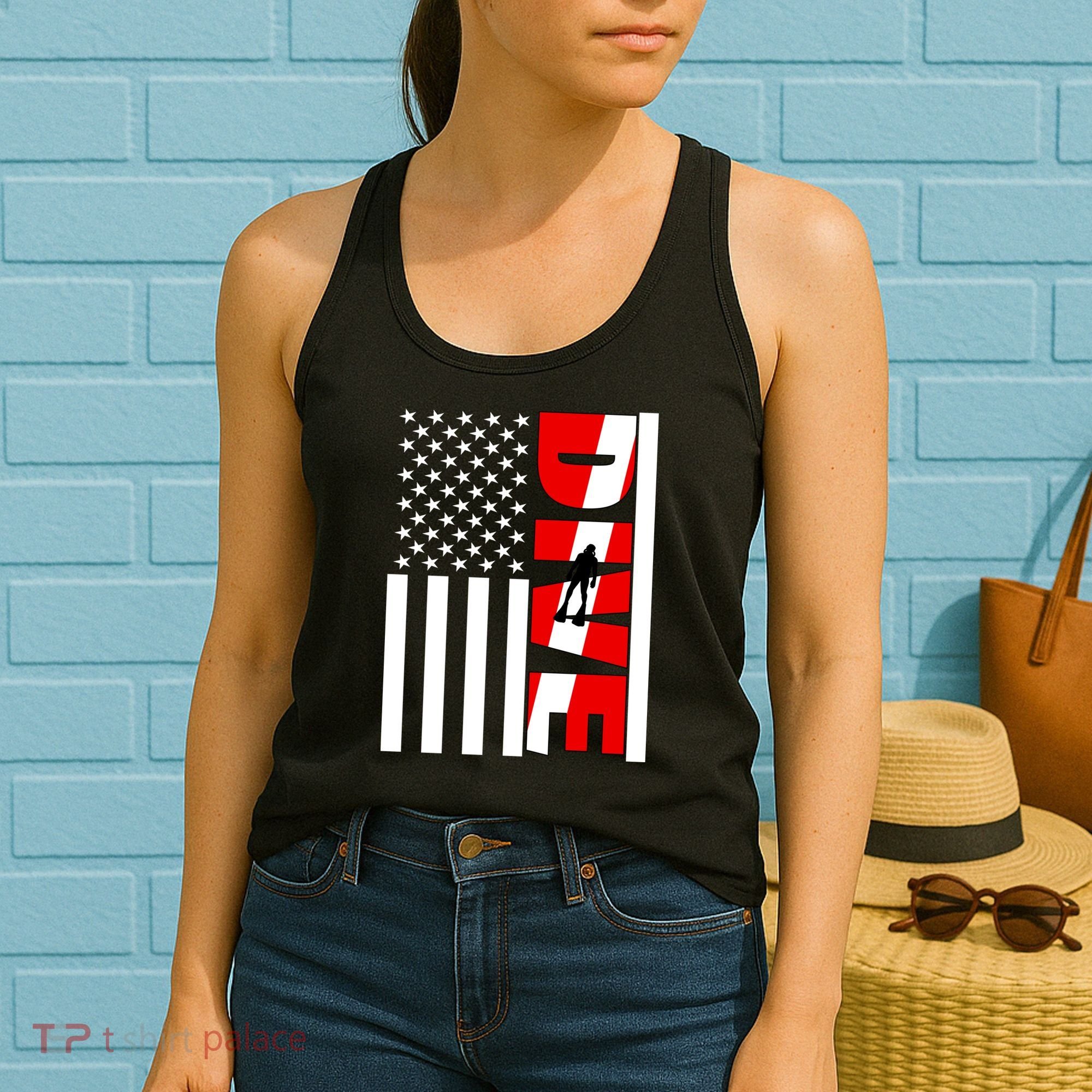 Diver American Flag Women's Tank Top