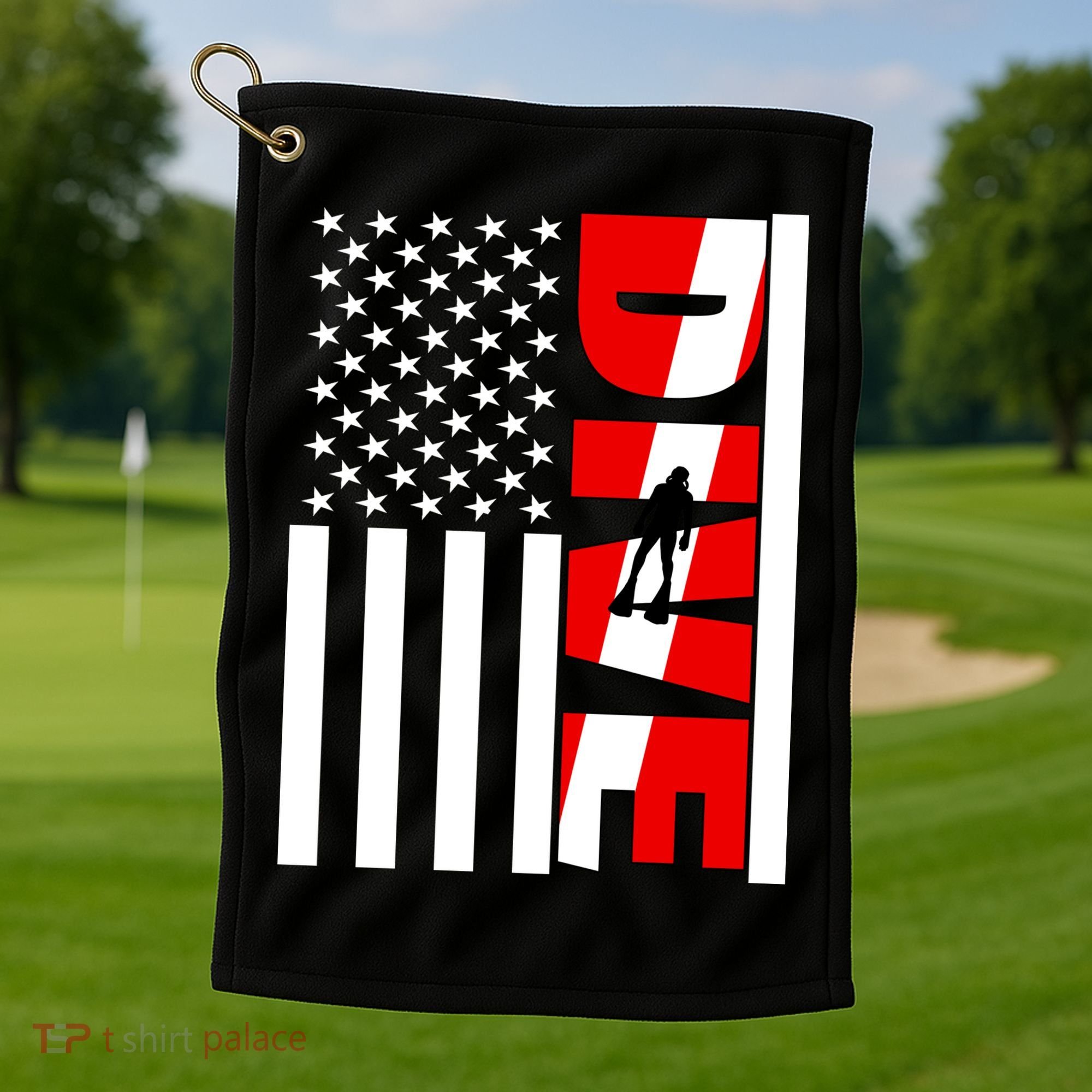 Diver American Flag Golf Towel