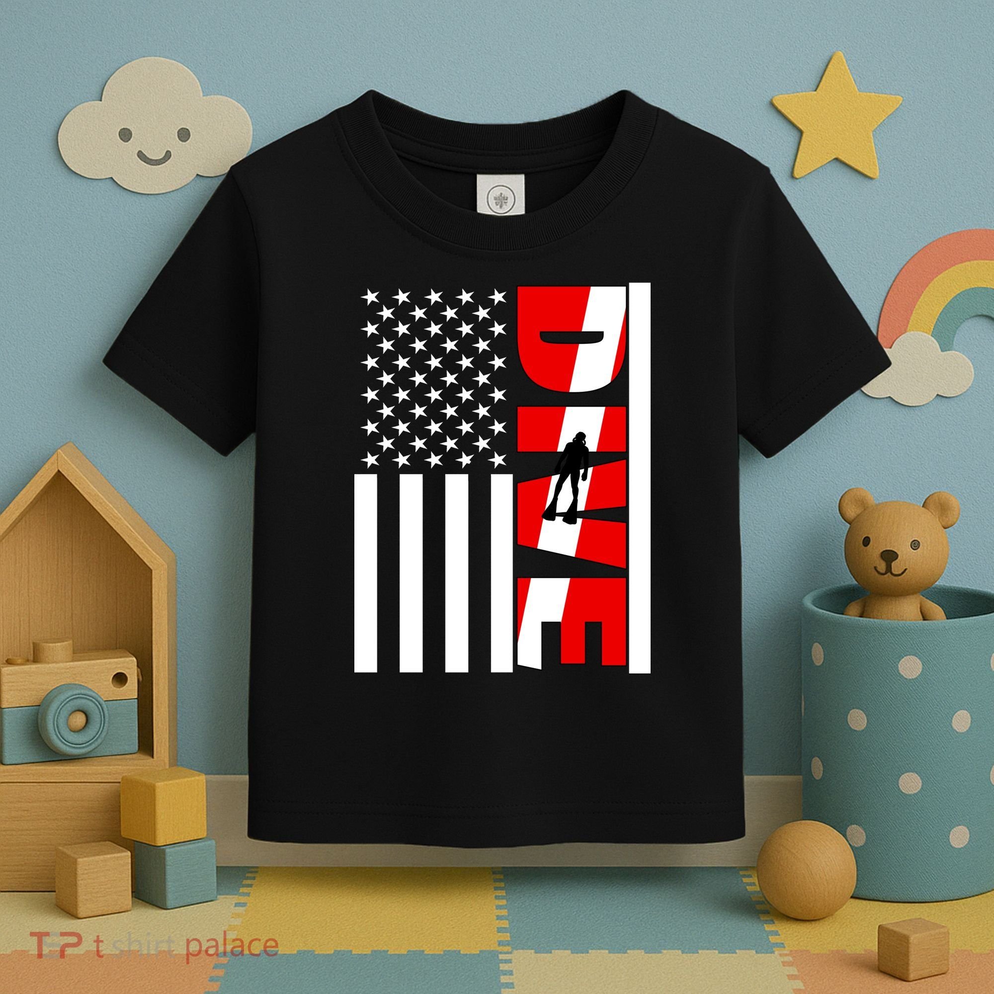 Diver American Flag Toddler T-Shirt