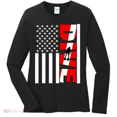 Diver American Flag Women's Long Sleeve Shirt