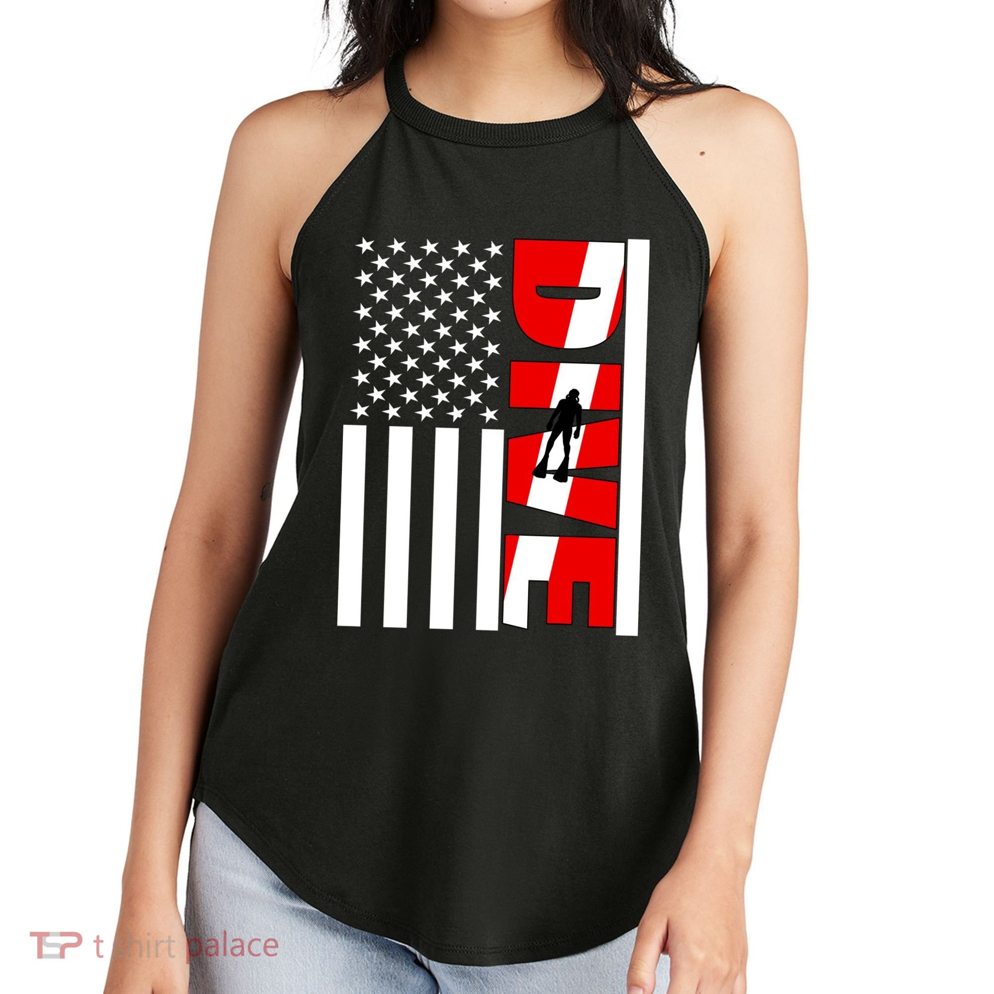 Diver American Flag Women's Perfect Tri Rocker Tank