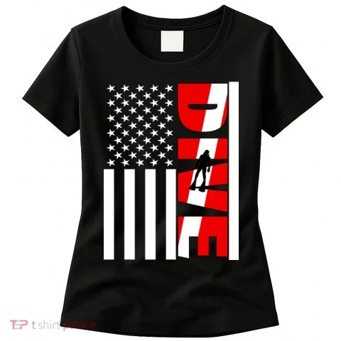 Diver American Flag Women's T-Shirt in the selected color