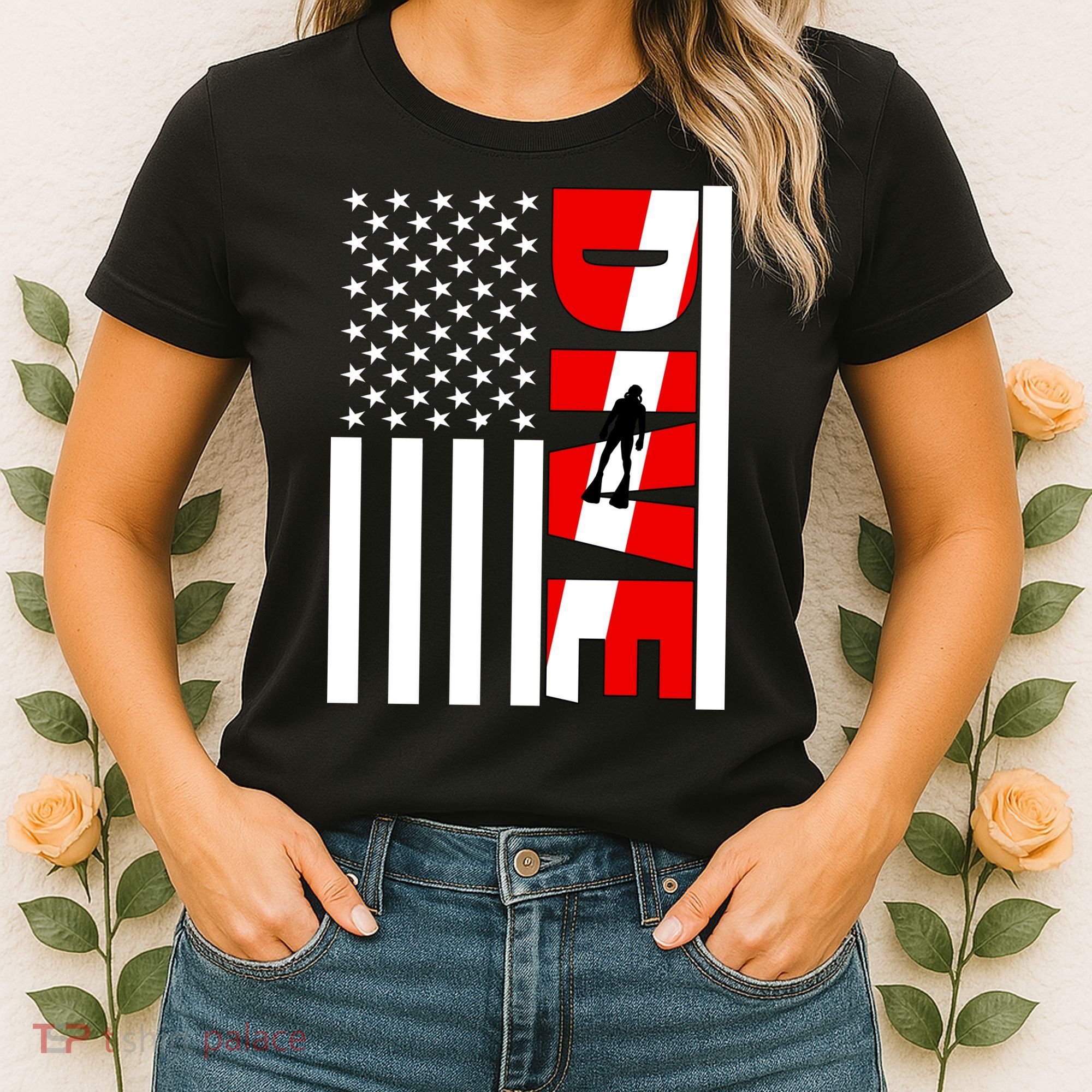 Diver American Flag Women's T-Shirt