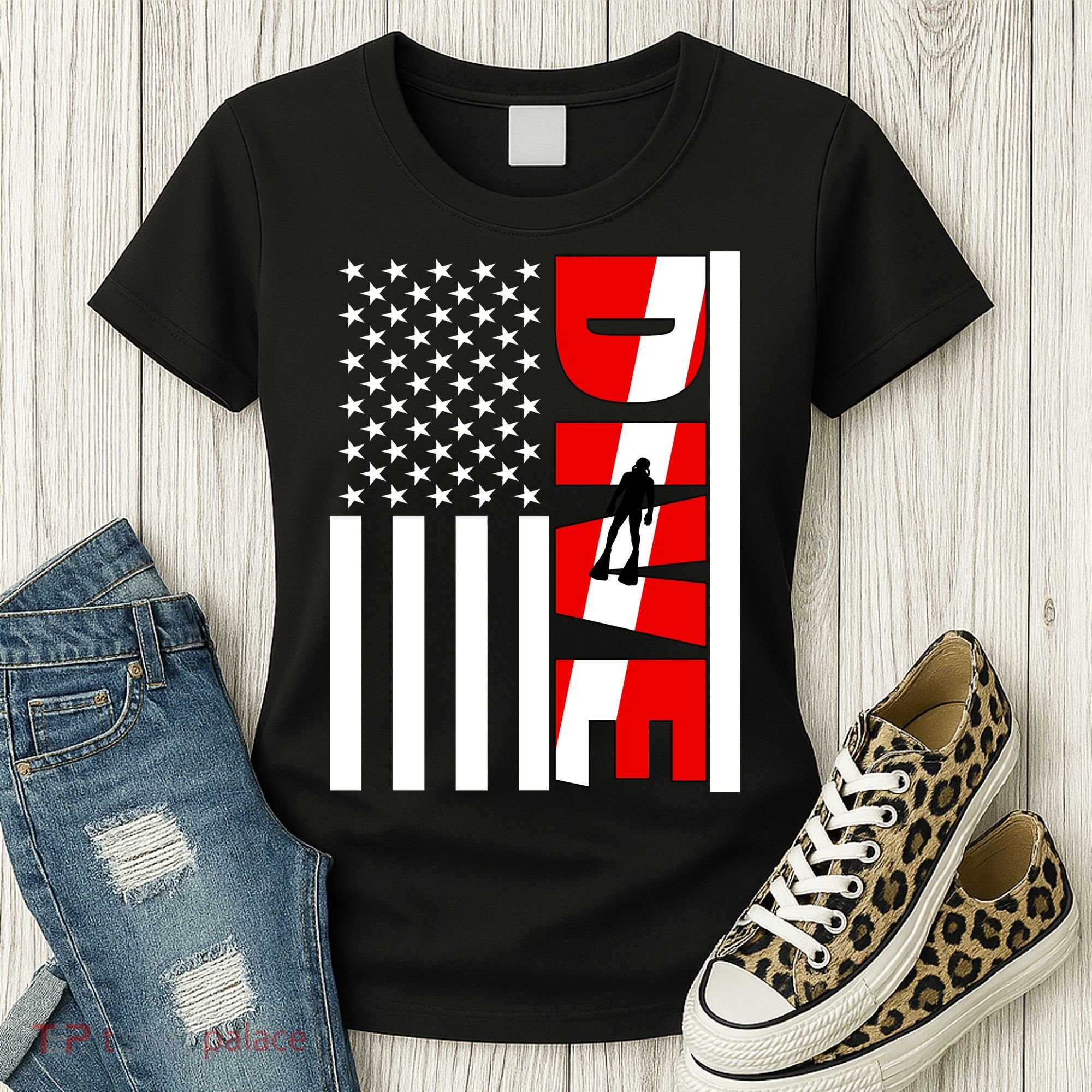 Diver American Flag Women's T-Shirt