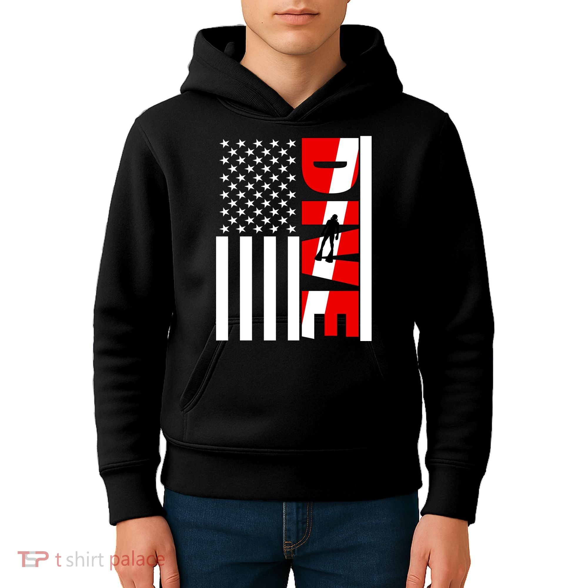Diver American Flag Kids Hoodie
