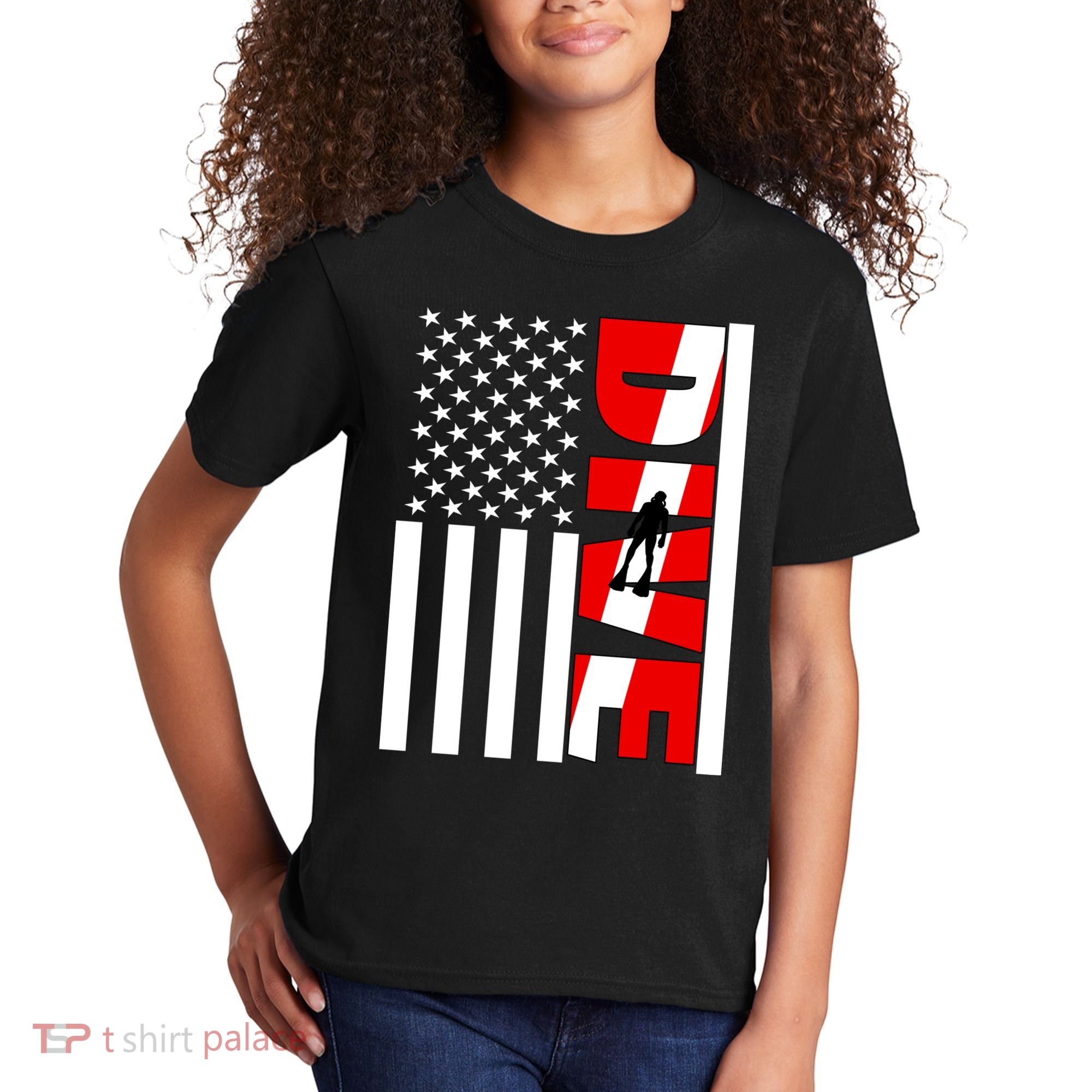 Diver American Flag Kids T-Shirt