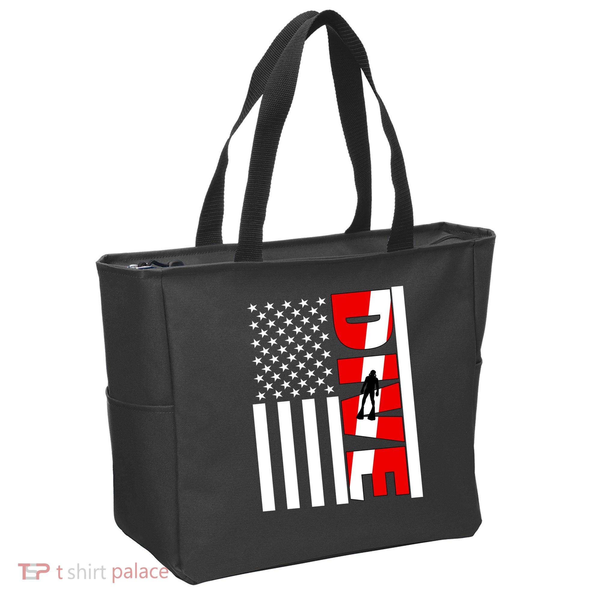 Diver American Flag Tote Bag