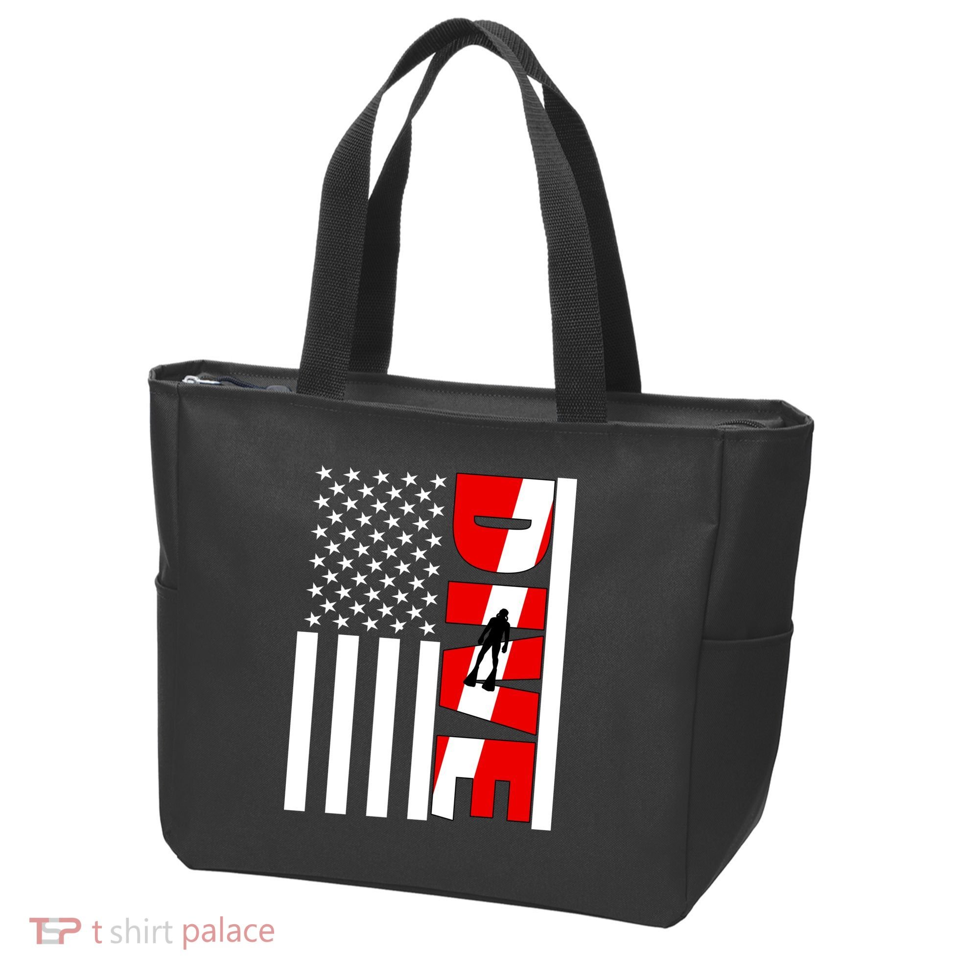 Diver American Flag Tote Bag