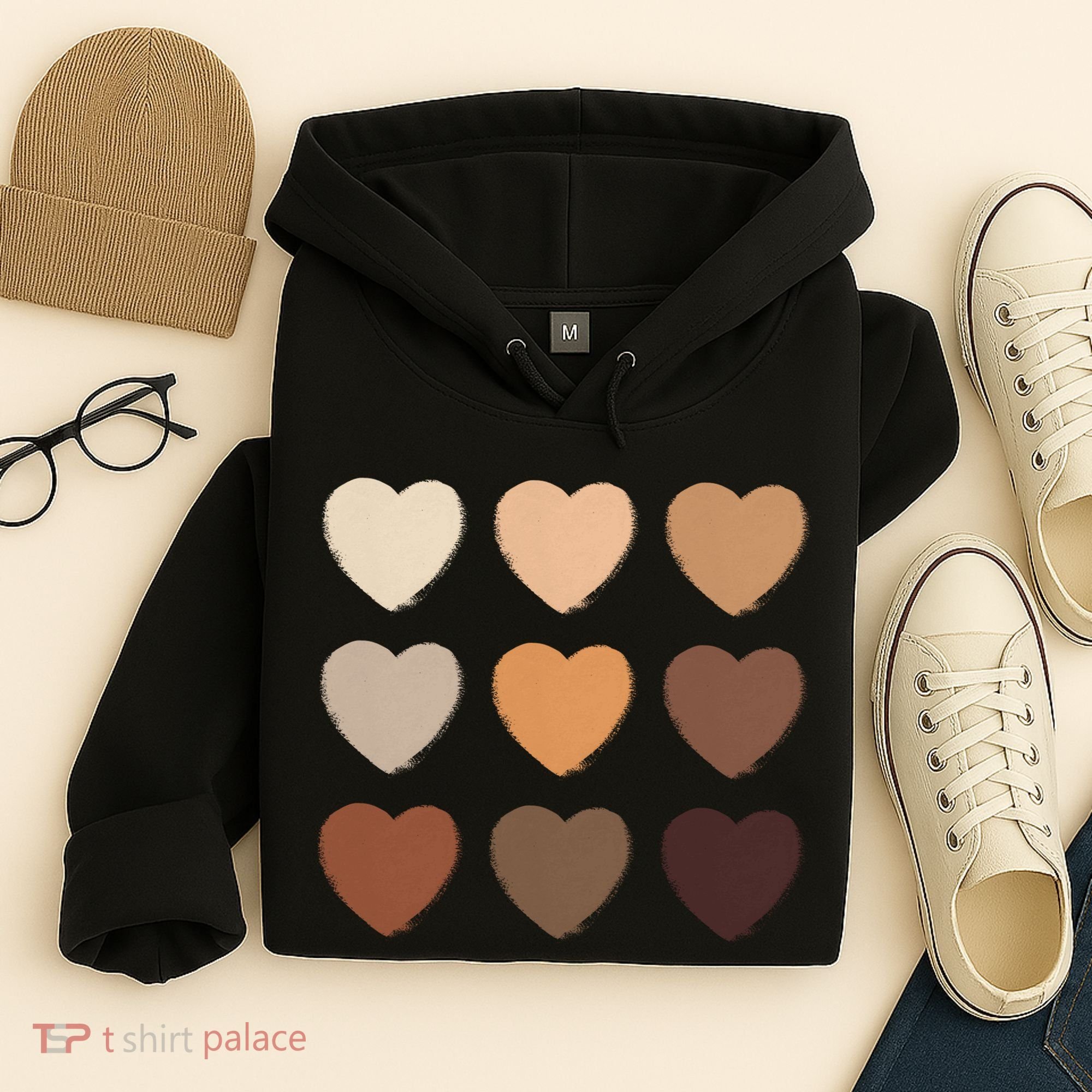 Diversity Skintones Hearts  Hoodie