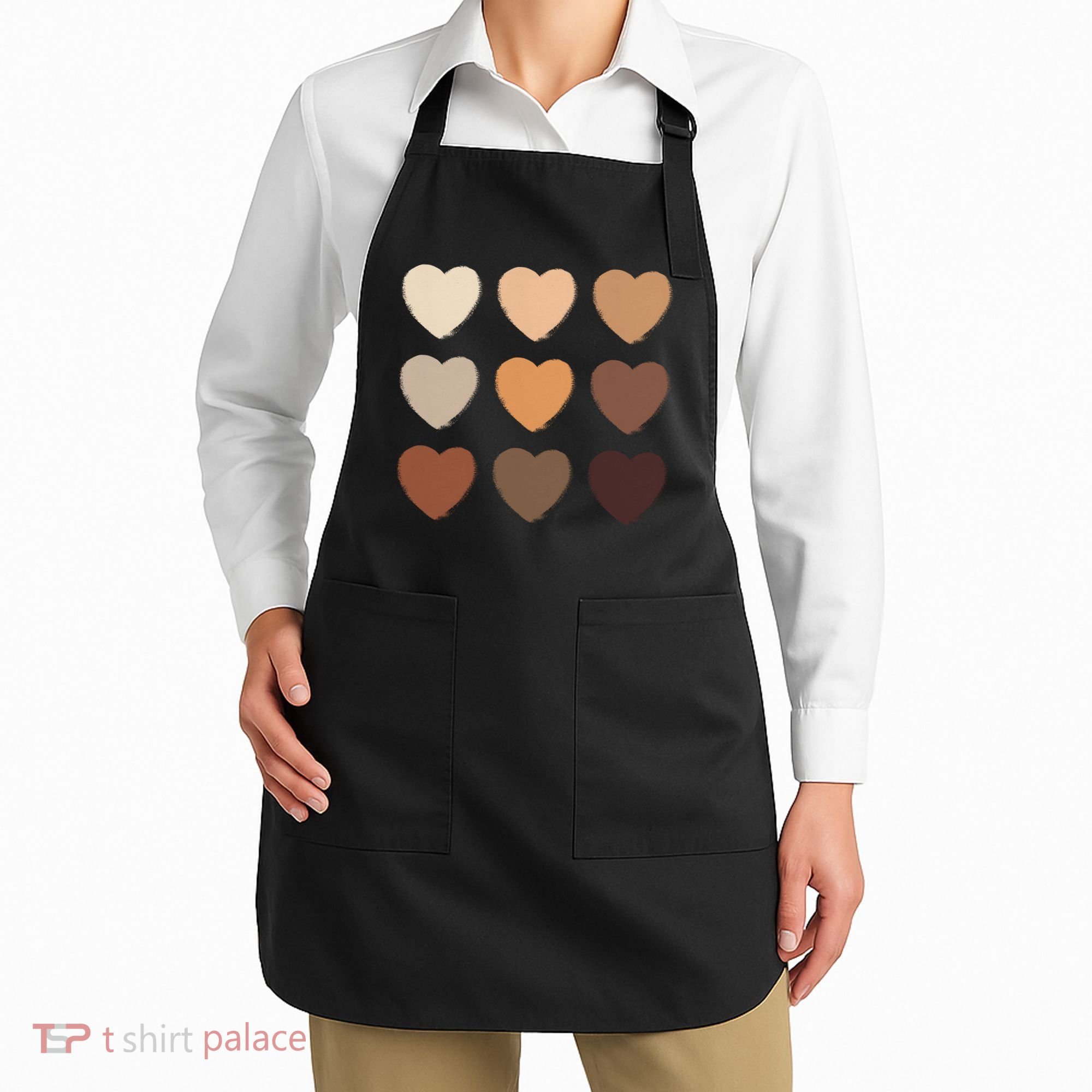 Diversity Skintones Hearts  Apron