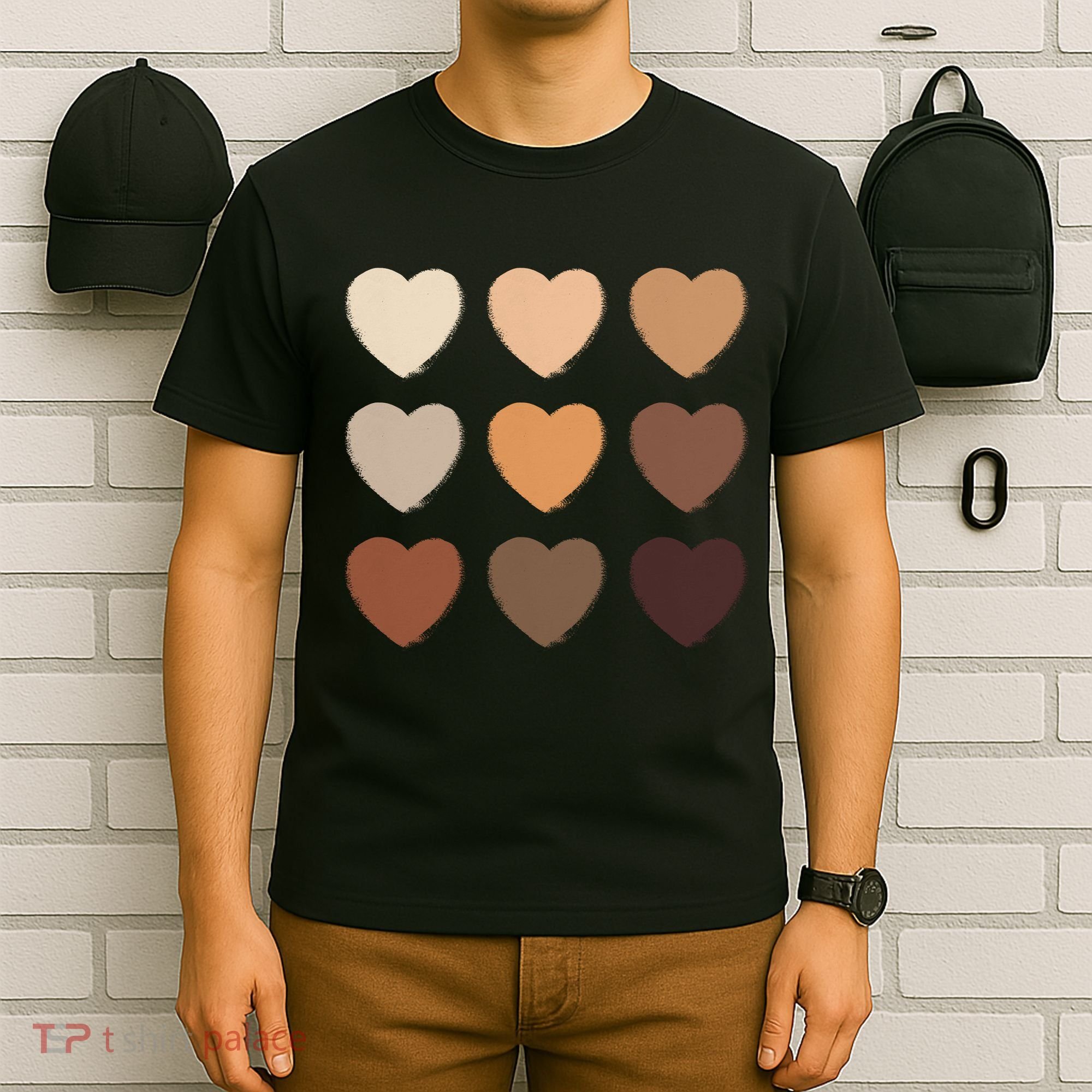 Diversity Skintones Hearts  T-Shirt