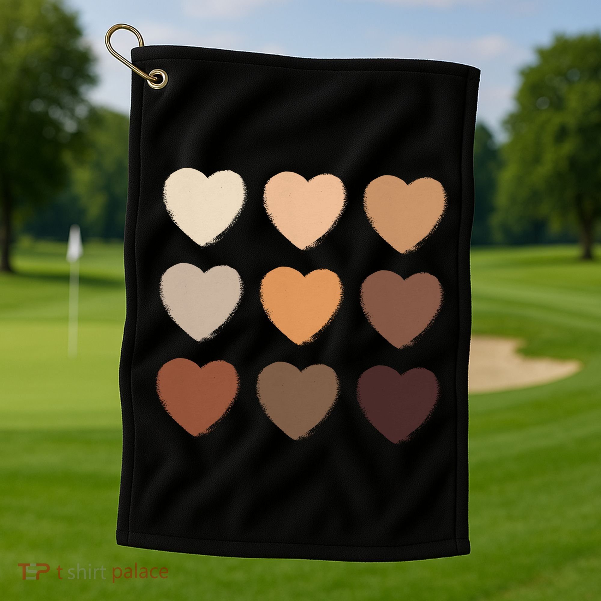 Diversity Skintones Hearts  Golf Towel
