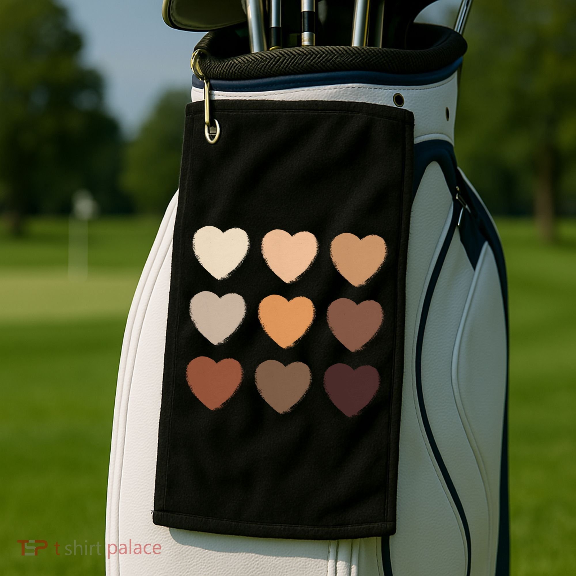 Diversity Skintones Hearts  Golf Towel