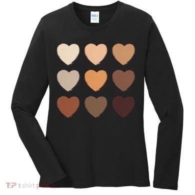 Diversity Skintones Hearts  Women's Long Sleeve Shirt