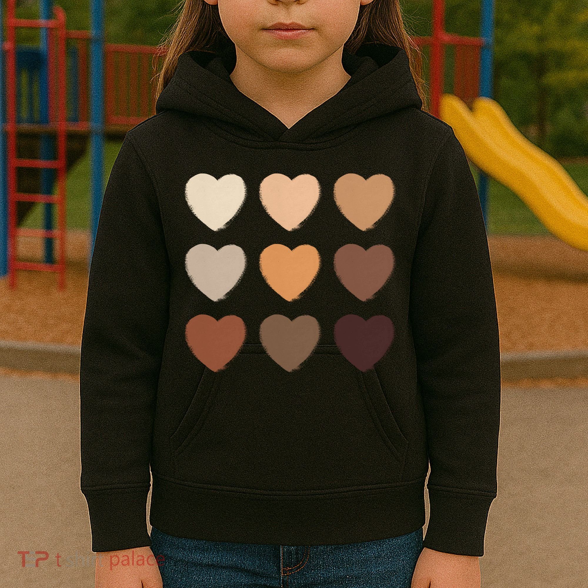Diversity Skintones Hearts  Kids Hoodie
