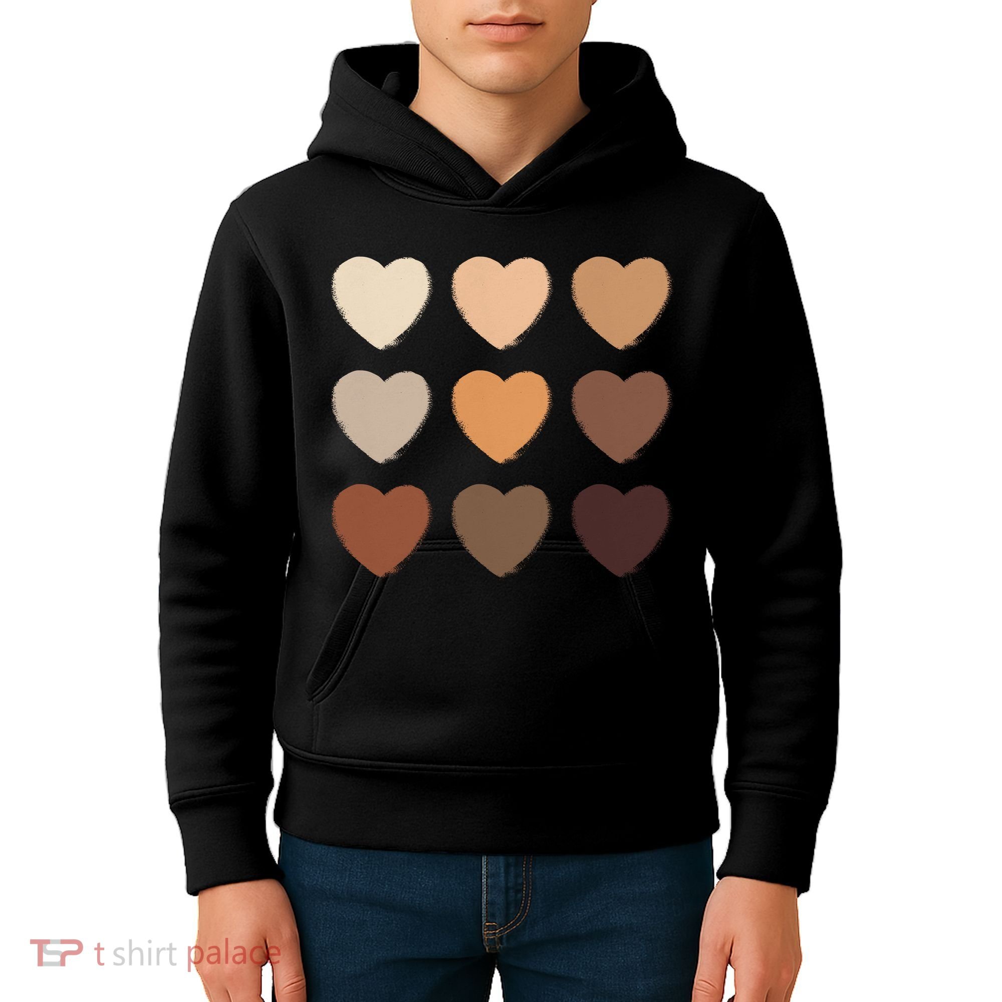 Diversity Skintones Hearts  Kids Hoodie