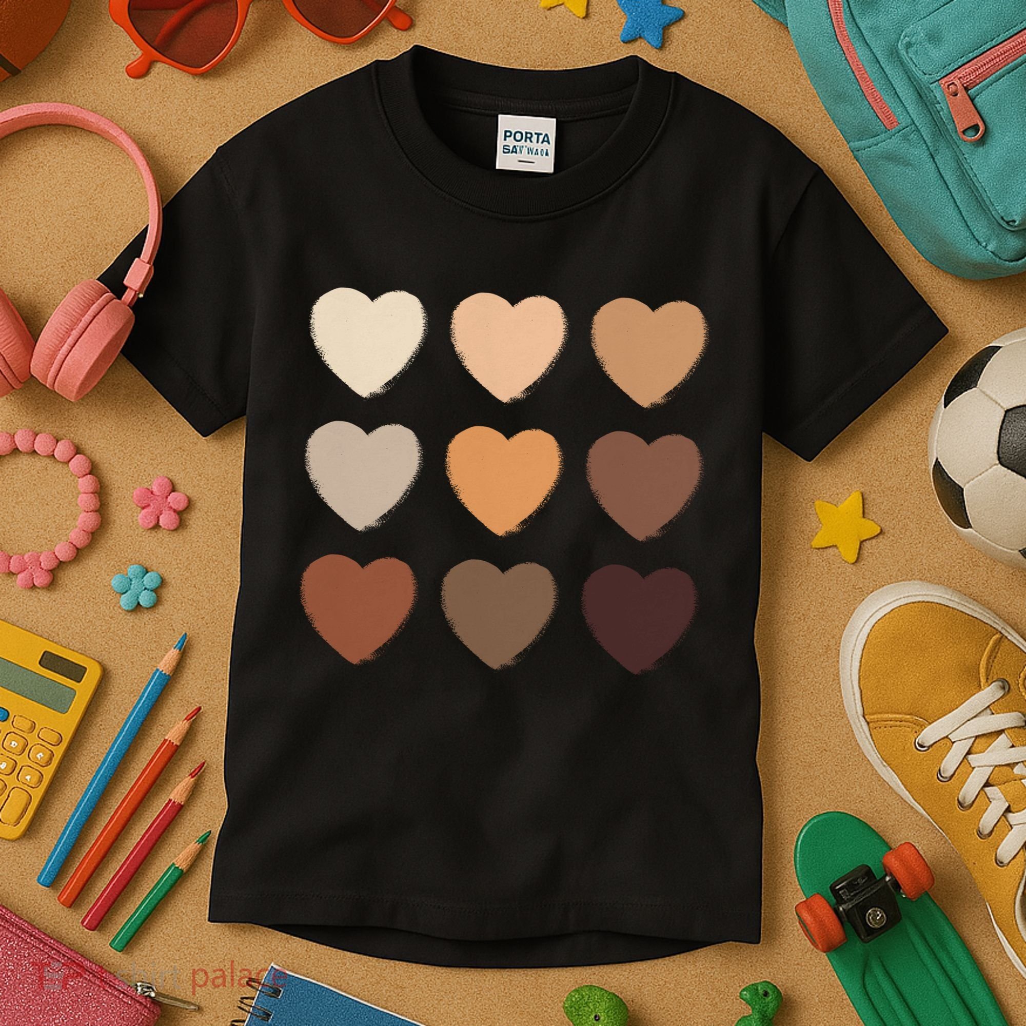 Diversity Skintones Hearts  Kids T-Shirt
