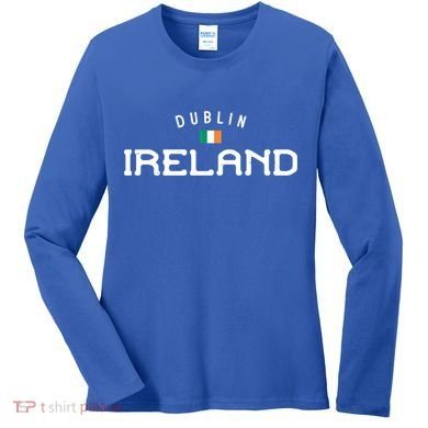 Dublin Ireland With Distressed Irish Flag Design Gift Women's Long Sleeve Shirt