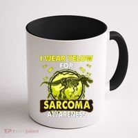 Dinosaur I Wear Yellow For Sarcoma Awareness Gift Coffee Mug thumb 1