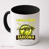 Dinosaur I Wear Yellow For Sarcoma Awareness Gift Coffee Mug thumb 0