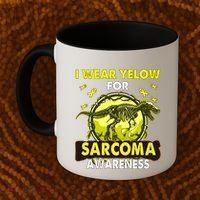 Dinosaur I Wear Yellow For Sarcoma Awareness Gift Coffee Mug thumb 2