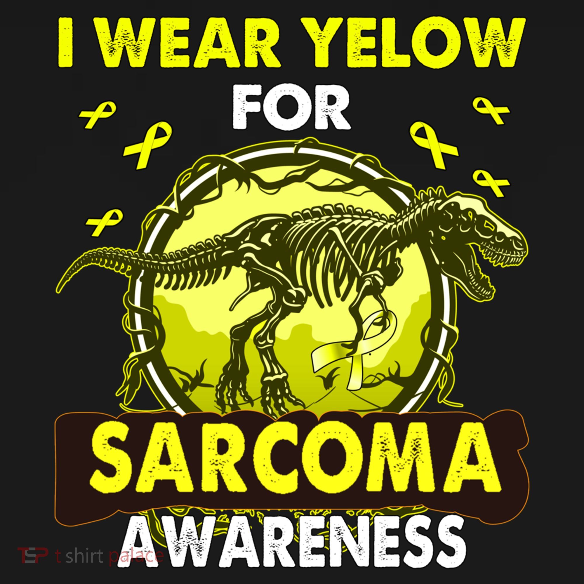 Dinosaur I Wear Yellow For Sarcoma Awareness Gift Women's Hoodie
