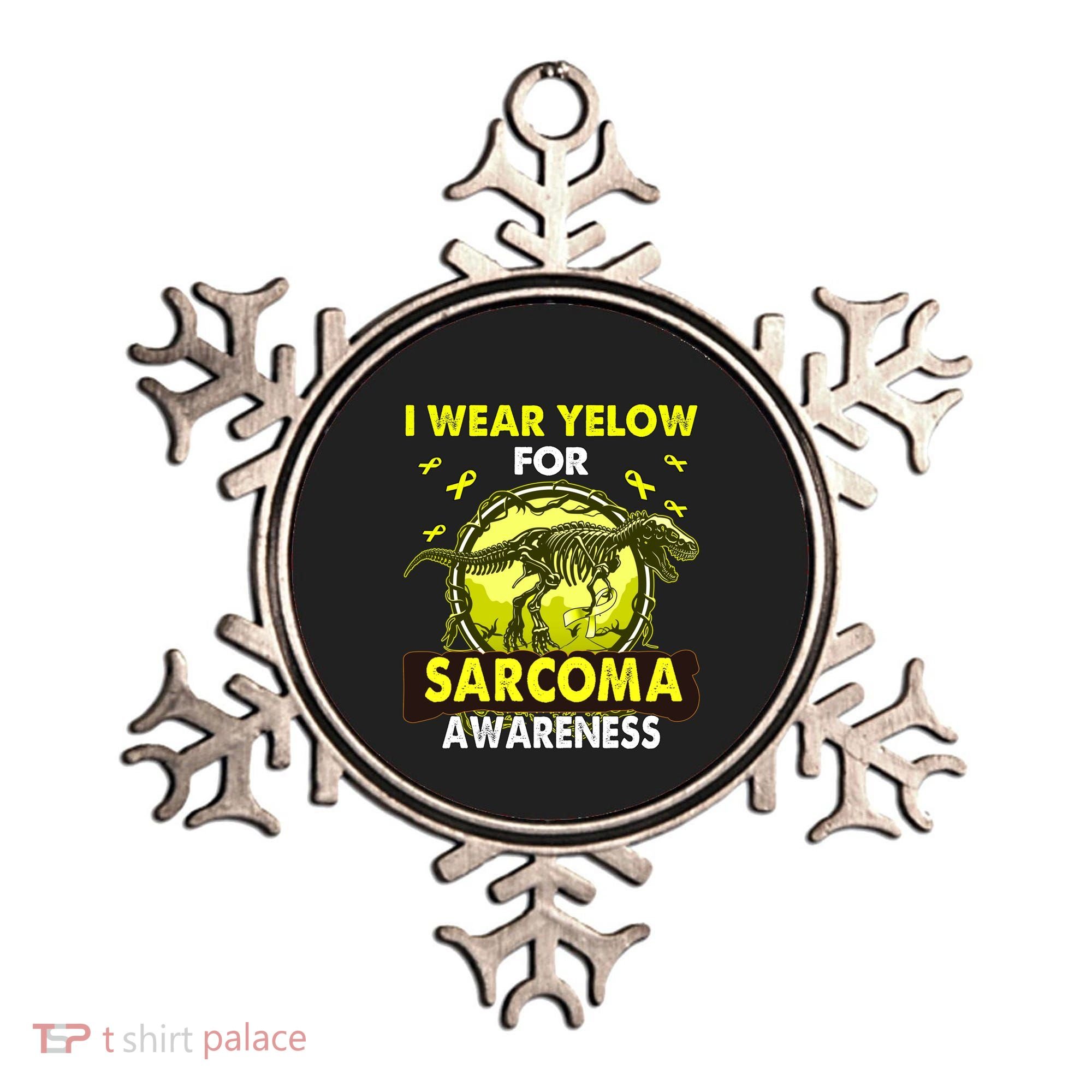 Dinosaur I Wear Yellow For Sarcoma Awareness Gift Ornament