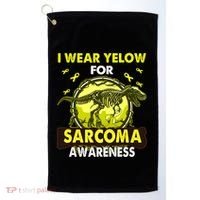 Dinosaur I Wear Yellow For Sarcoma Awareness Gift Golf Towel thumb 0