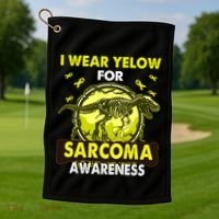 Dinosaur I Wear Yellow For Sarcoma Awareness Gift Golf Towel thumb 1