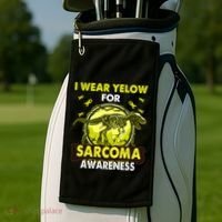Dinosaur I Wear Yellow For Sarcoma Awareness Gift Golf Towel thumb 2