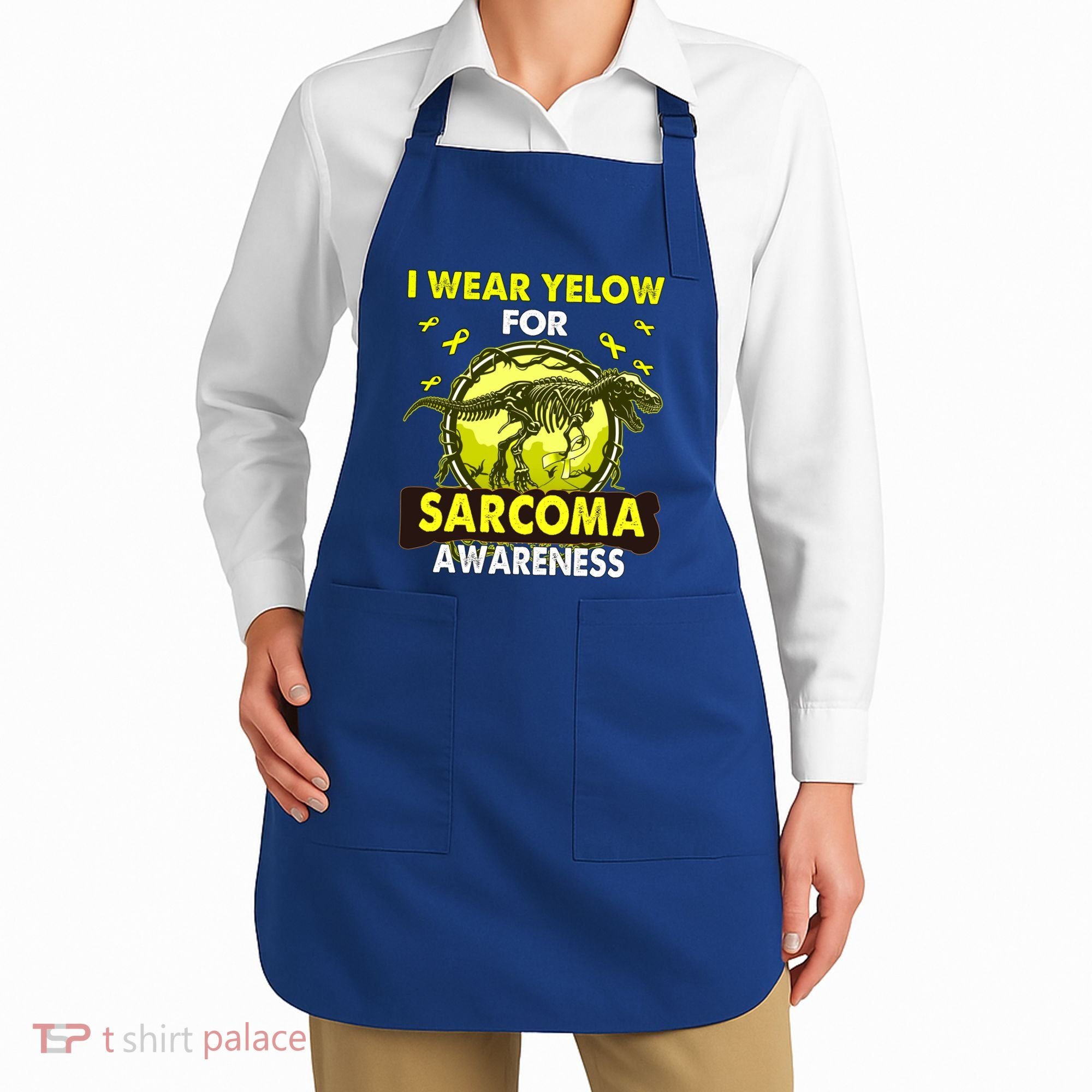 Dinosaur I Wear Yellow For Sarcoma Awareness Gift Apron