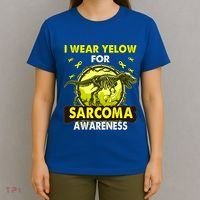 Dinosaur I Wear Yellow For Sarcoma Awareness Gift T-Shirt thumb 4