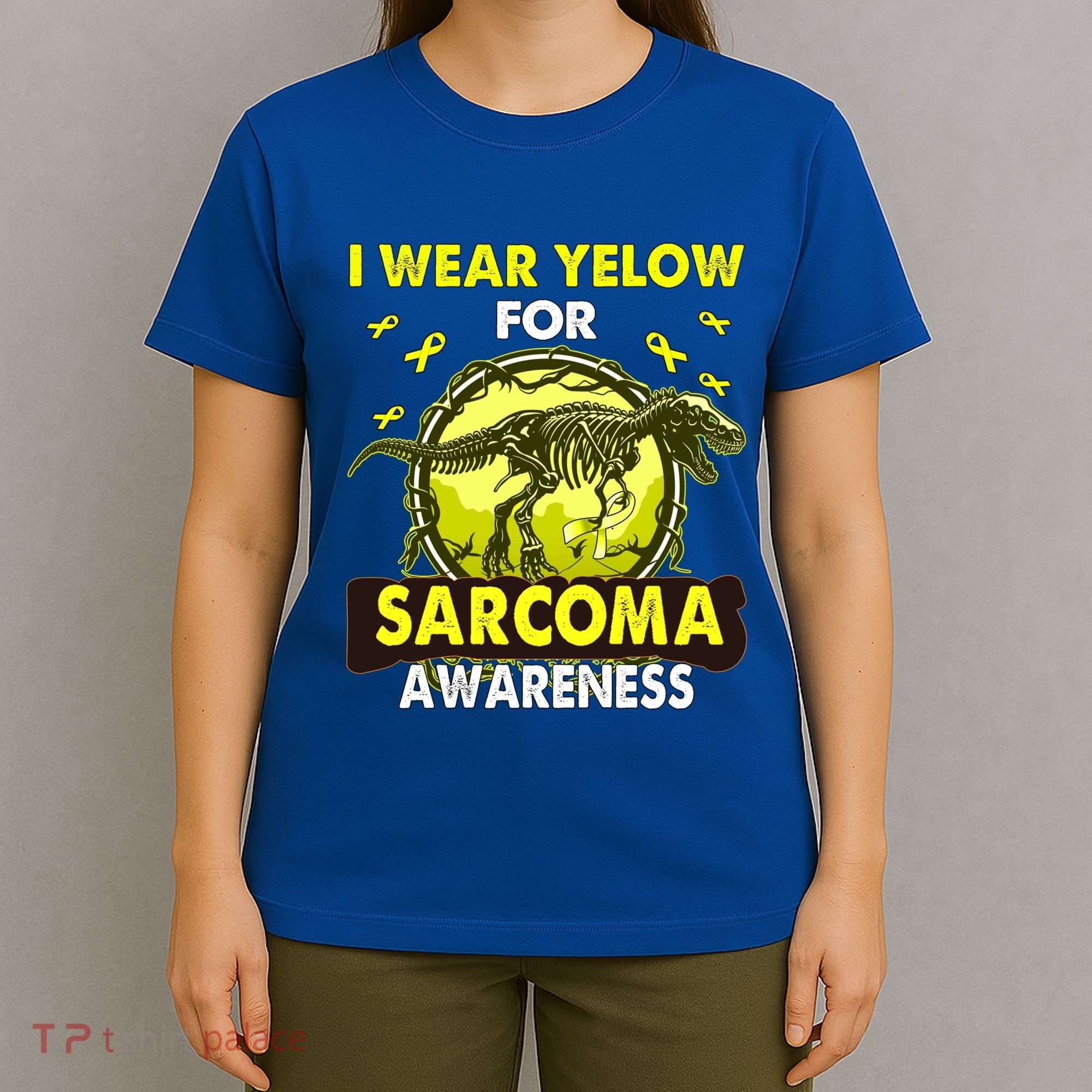 Dinosaur I Wear Yellow For Sarcoma Awareness Gift T-Shirt