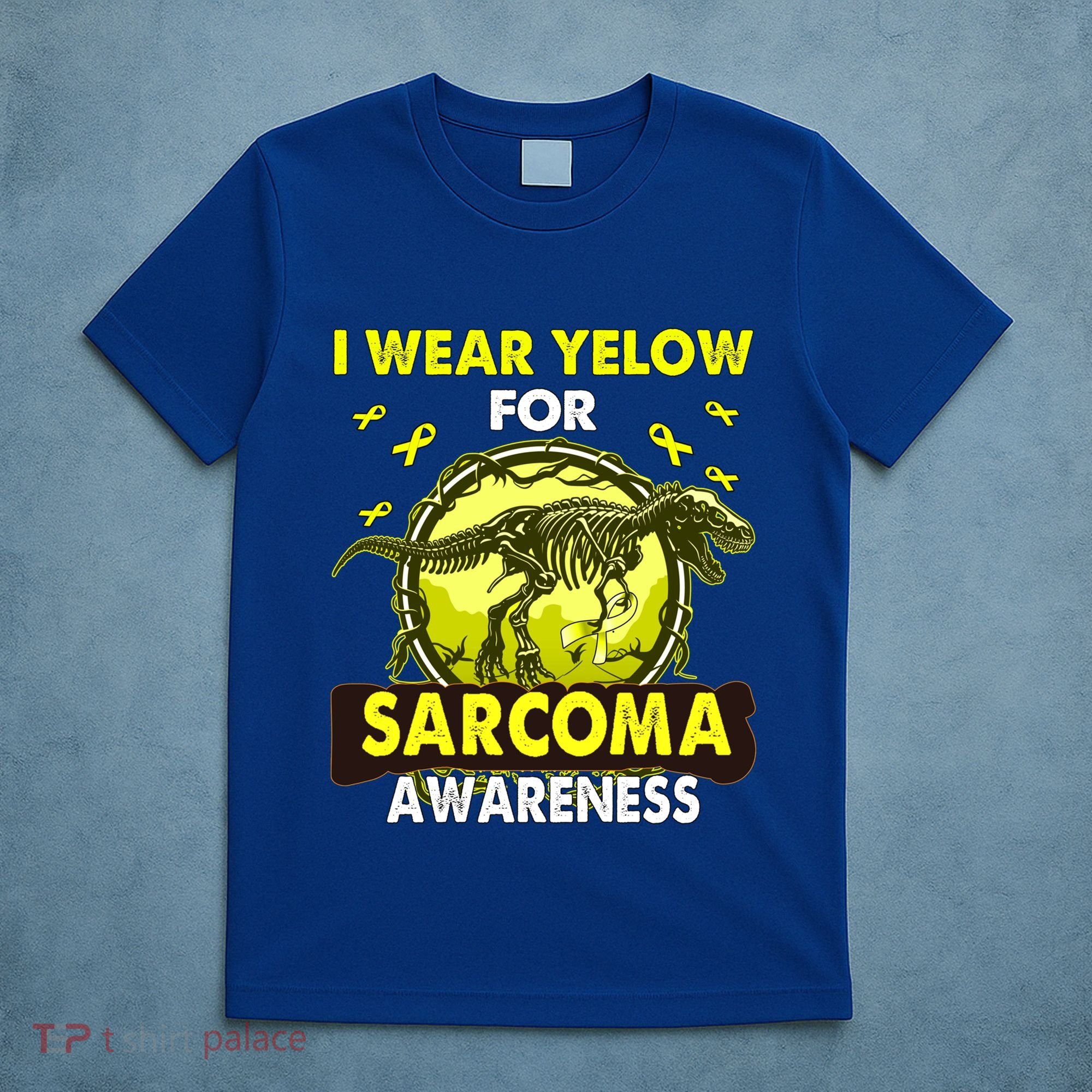 Dinosaur I Wear Yellow For Sarcoma Awareness Gift T-Shirt