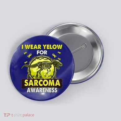 Dinosaur I Wear Yellow For Sarcoma Awareness Gift Button