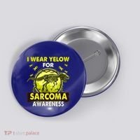 Dinosaur I Wear Yellow For Sarcoma Awareness Gift Button thumb 0