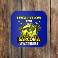 Dinosaur I Wear Yellow For Sarcoma Awareness Gift Coaster thumb 0