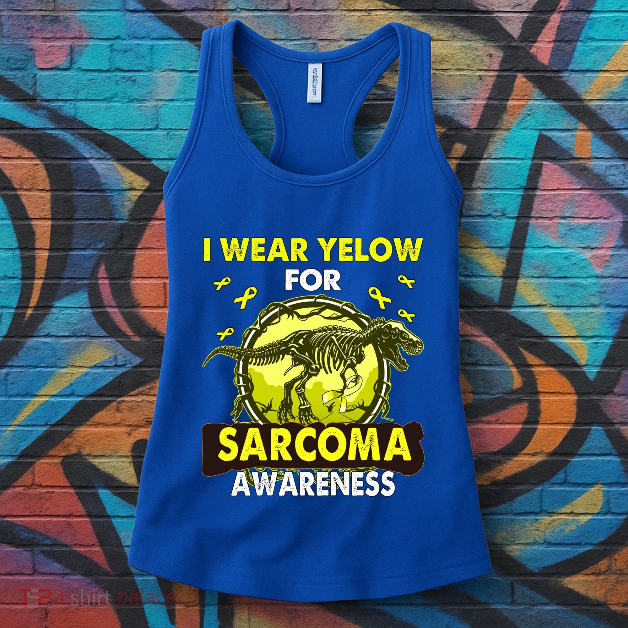 Dinosaur I Wear Yellow For Sarcoma Awareness Gift Women's Tank Top