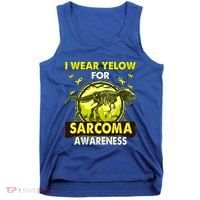 Dinosaur I Wear Yellow For Sarcoma Awareness Gift Tank Top thumb 0