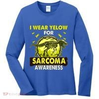 Dinosaur I Wear Yellow For Sarcoma Awareness Gift Women's Long Sleeve Shirt thumb 0